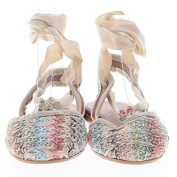 NEW Papanatas Handmade Lace Up Ankle Wrap Ribbon Tie Slingback Flat Espadrille - Picture 2 of 5